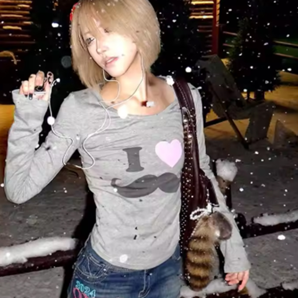 Japanese Y2K Beard Print T-Shi - огляд і ціна Korean Lifestyle