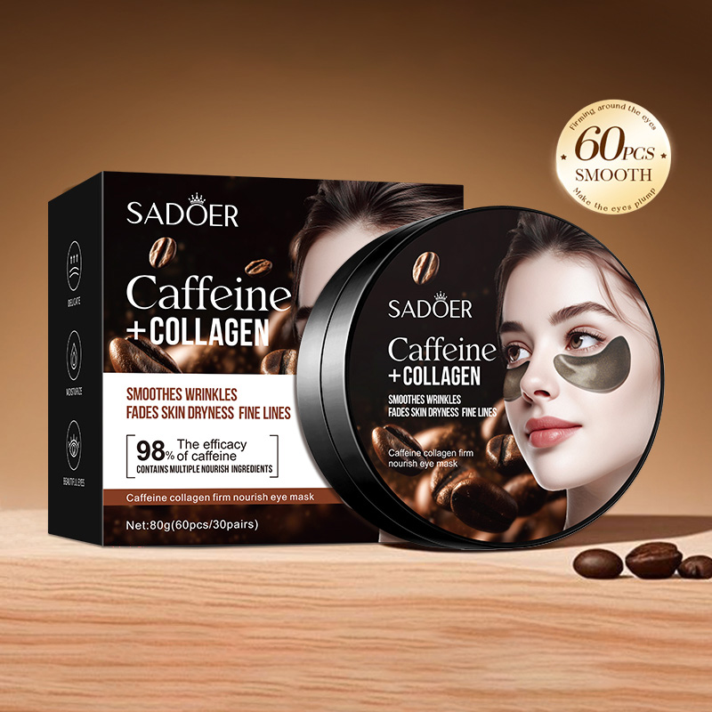60pcs SADOER Caffeine Crystal  - огляд і ціна Sheet Mask Collagen